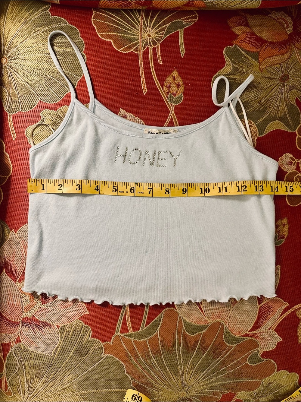 Bear Dance White Rhinestone 'HONEY' Cropped Cami